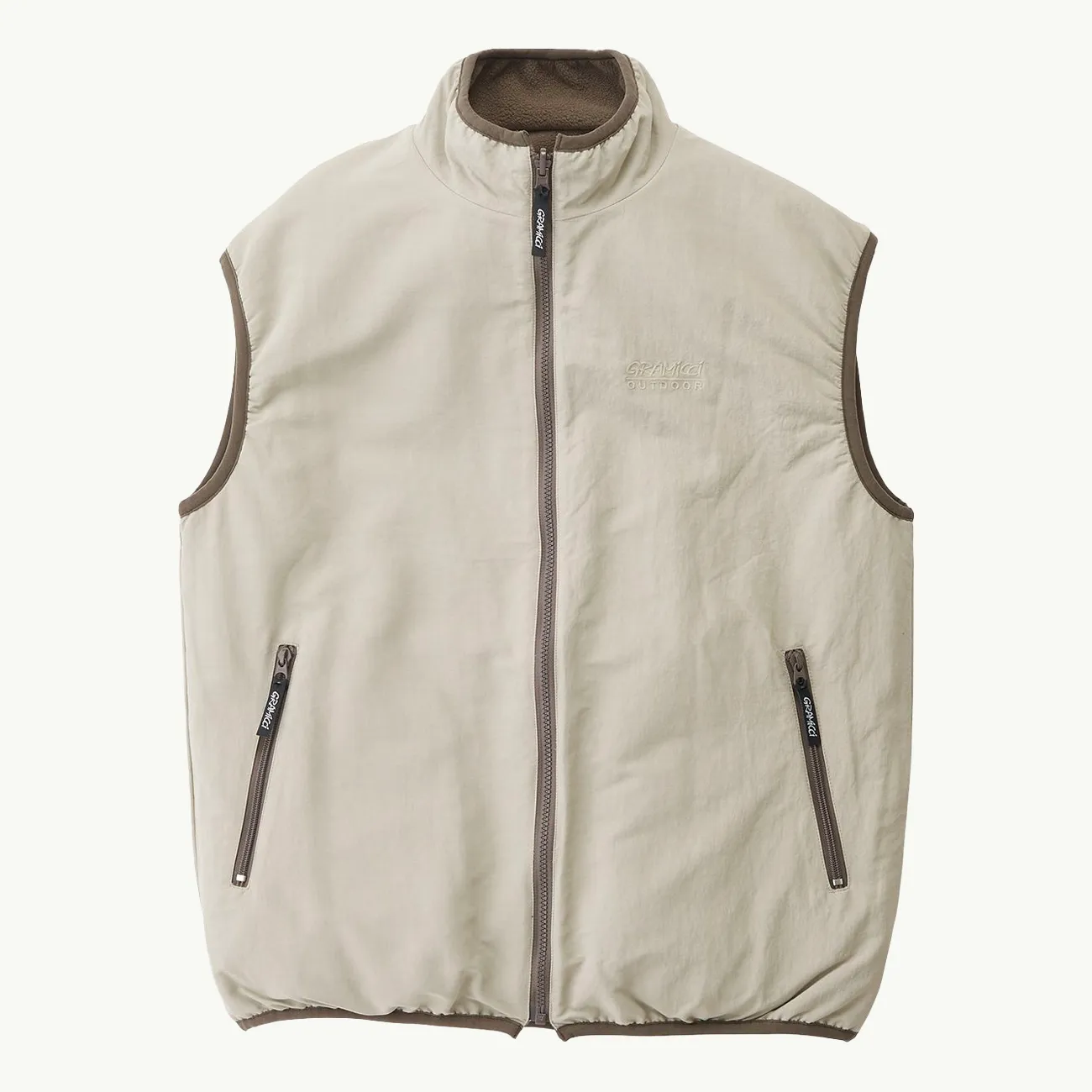 REVERSIBLE FLEECE VEST TAUPE