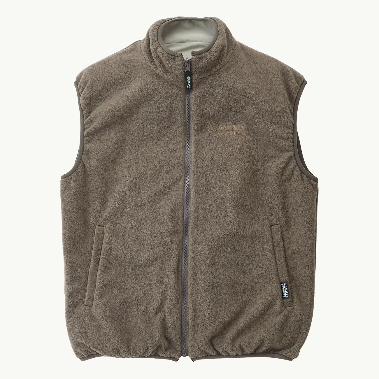 REVERSIBLE FLEECE VEST TAUPE