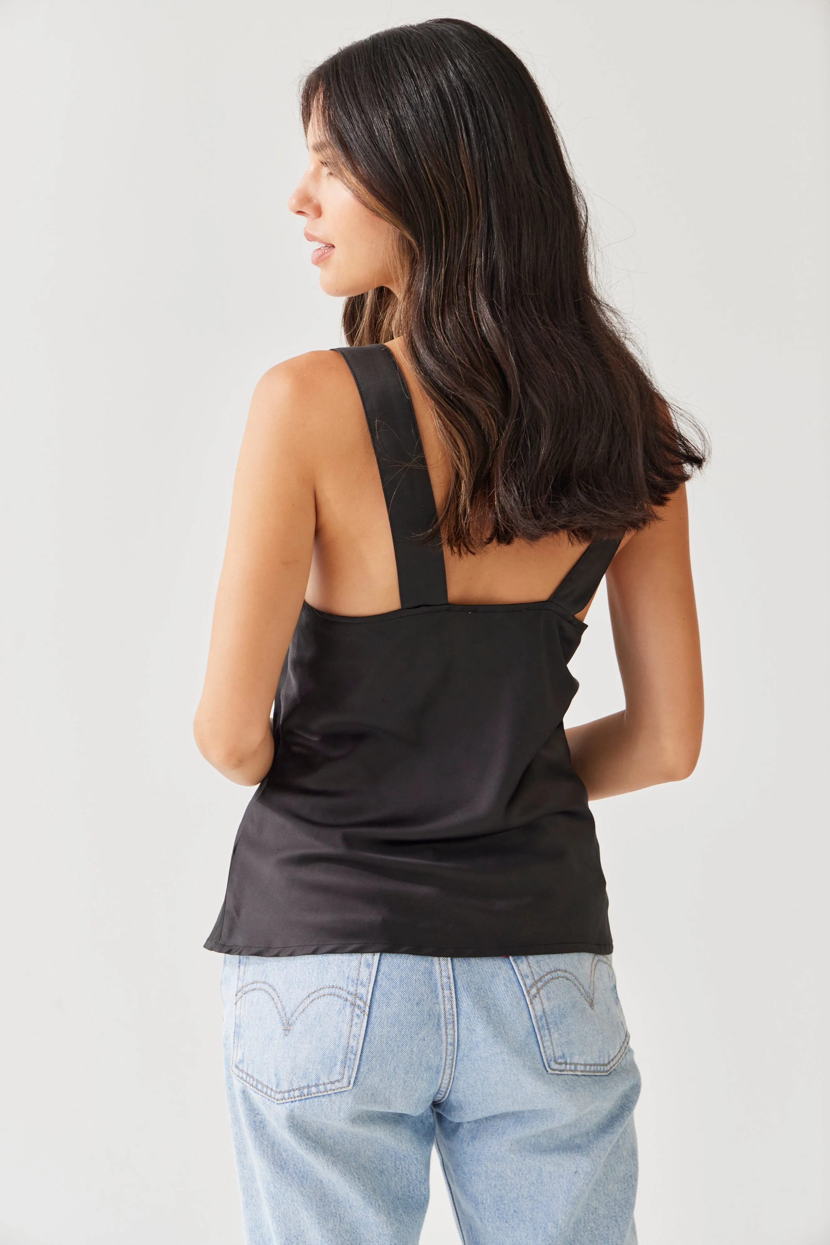 Riviera Cami | Black Satin