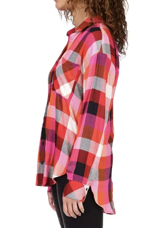 Sanctuary - Slit Back Tunic Rouge Plaid