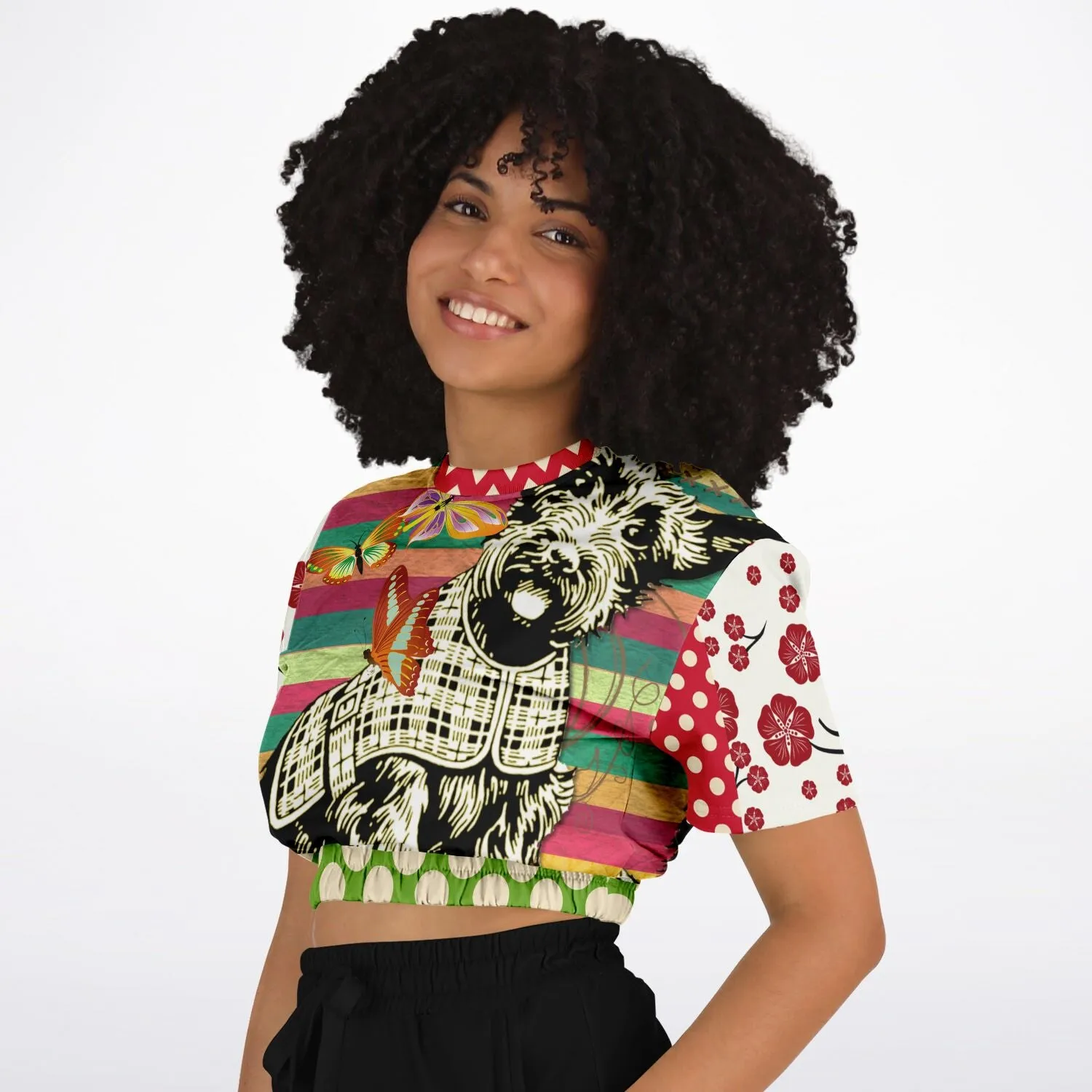 Scotty Piper Short Sleeve Cropped Eco-Poly Sweater