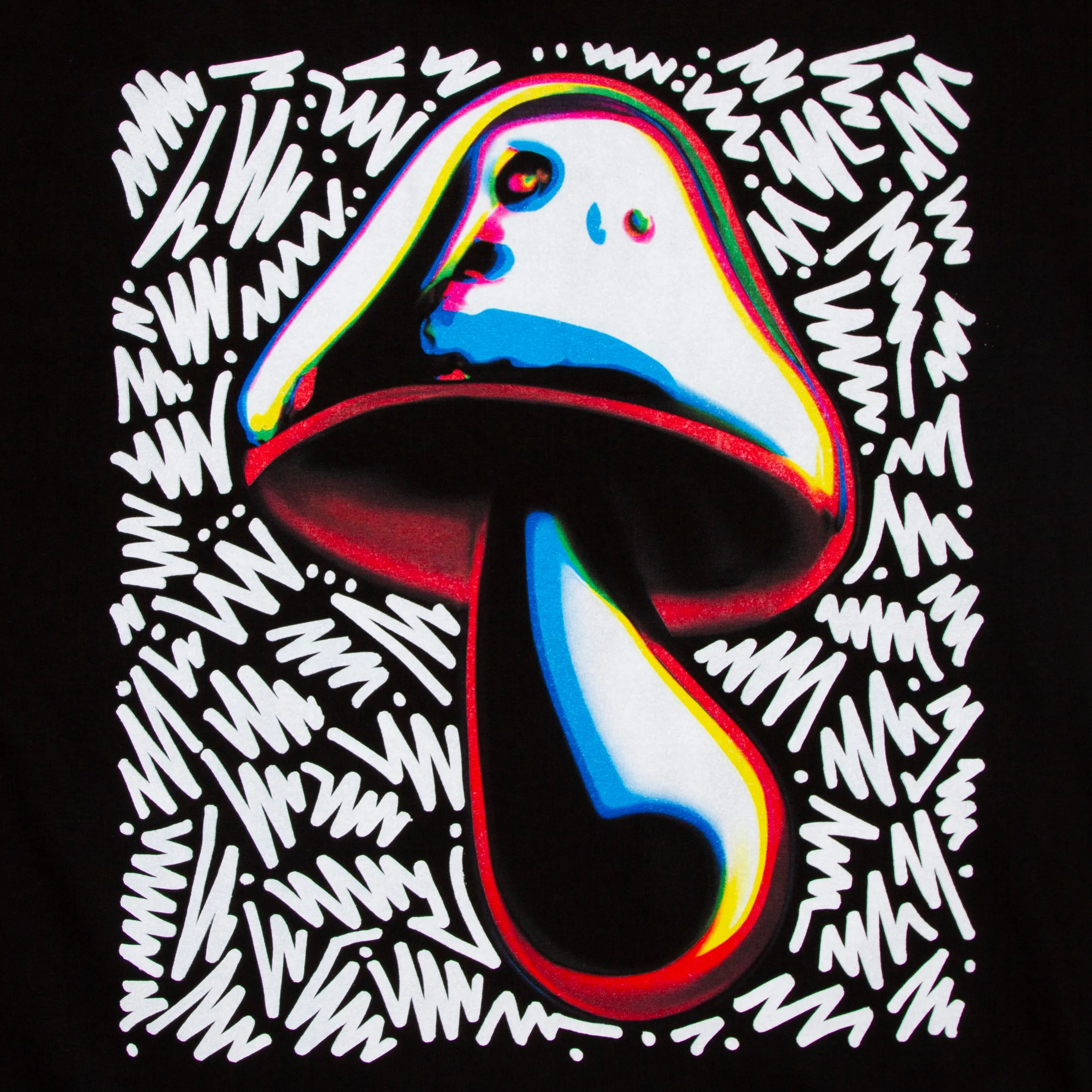 SHROOM DOODLE - Pullover Hood - Black