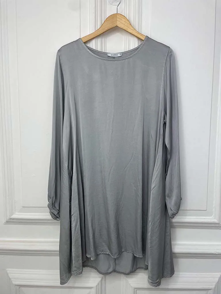 Silk Feel Swing Tunic - Silver