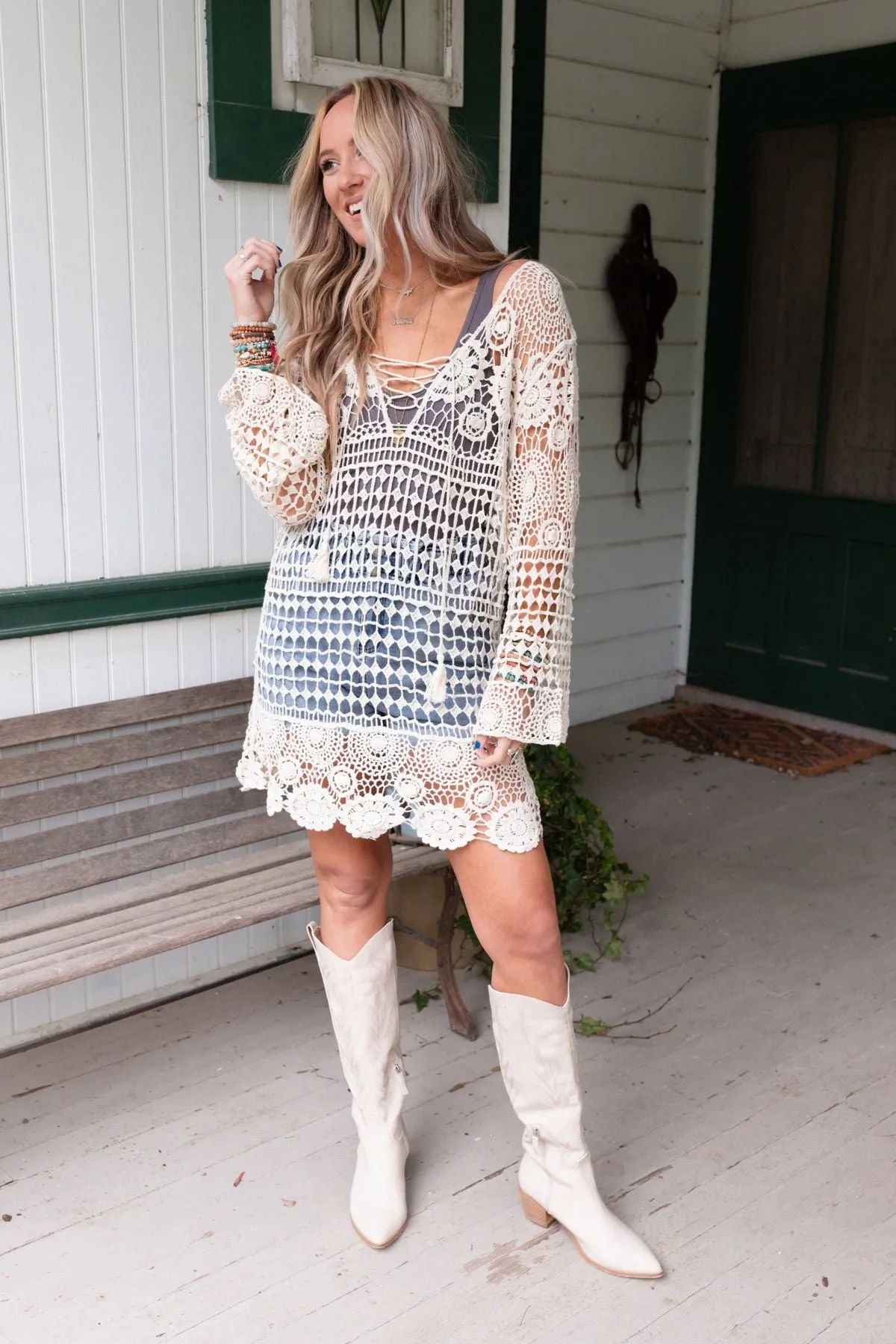 St Barths Crochet Tunic - White