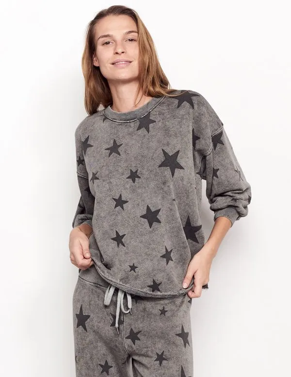 Sundry Stars Puff Sleeve Sweatshirt Acid Wash