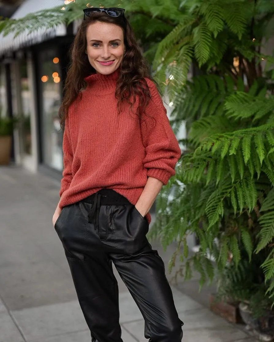 Terracotta Soft Cable Knit Turtleneck