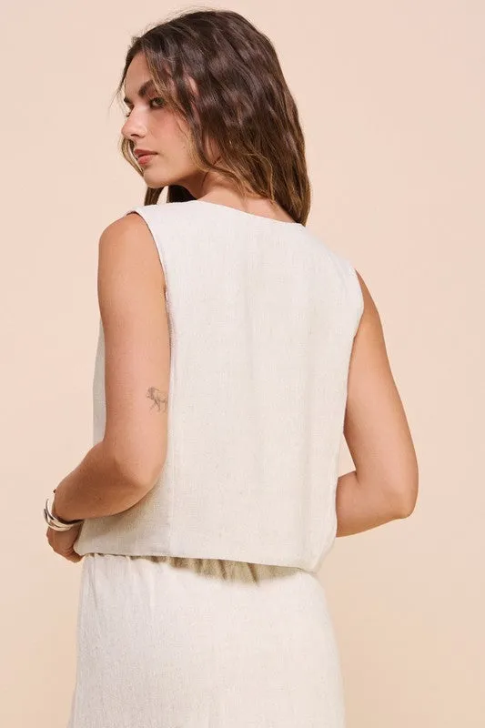 The Delilah Linen Tie Vest