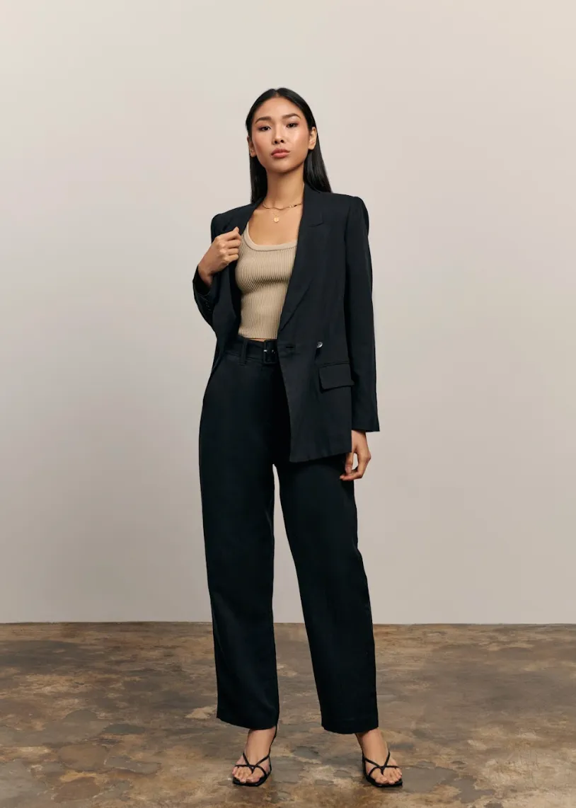 The Jasper Linen Pant- Black