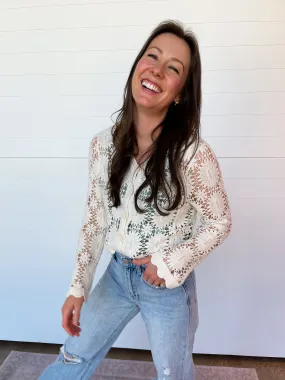 The Joelle Floral Crochet Cardigan