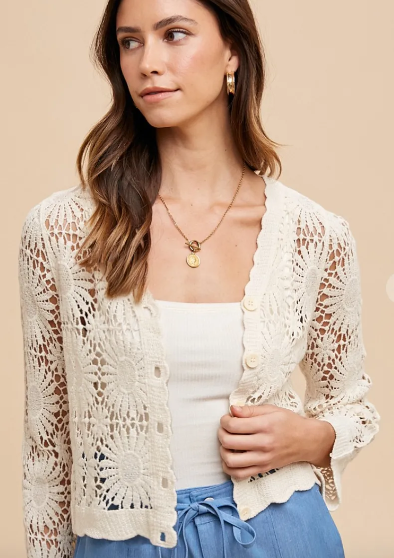 The Joelle Floral Crochet Cardigan