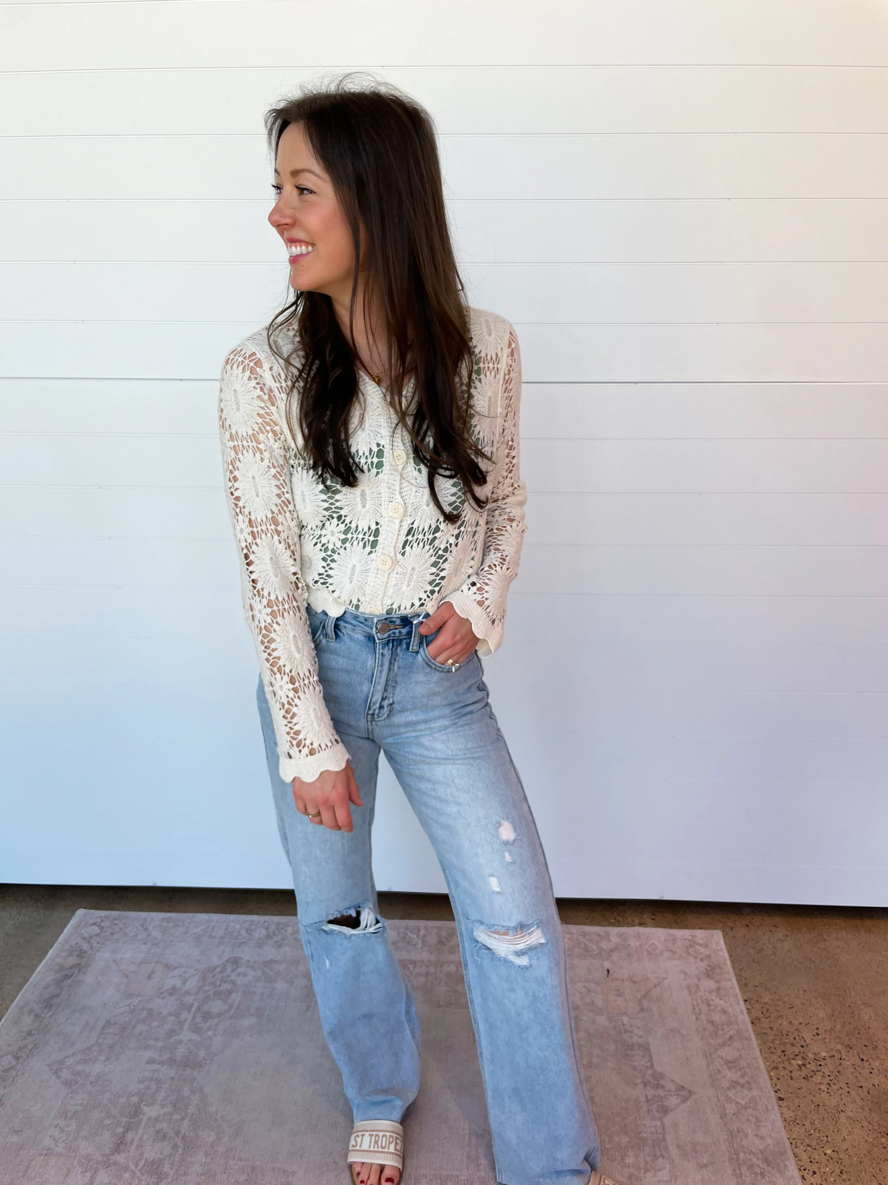 The Joelle Floral Crochet Cardigan