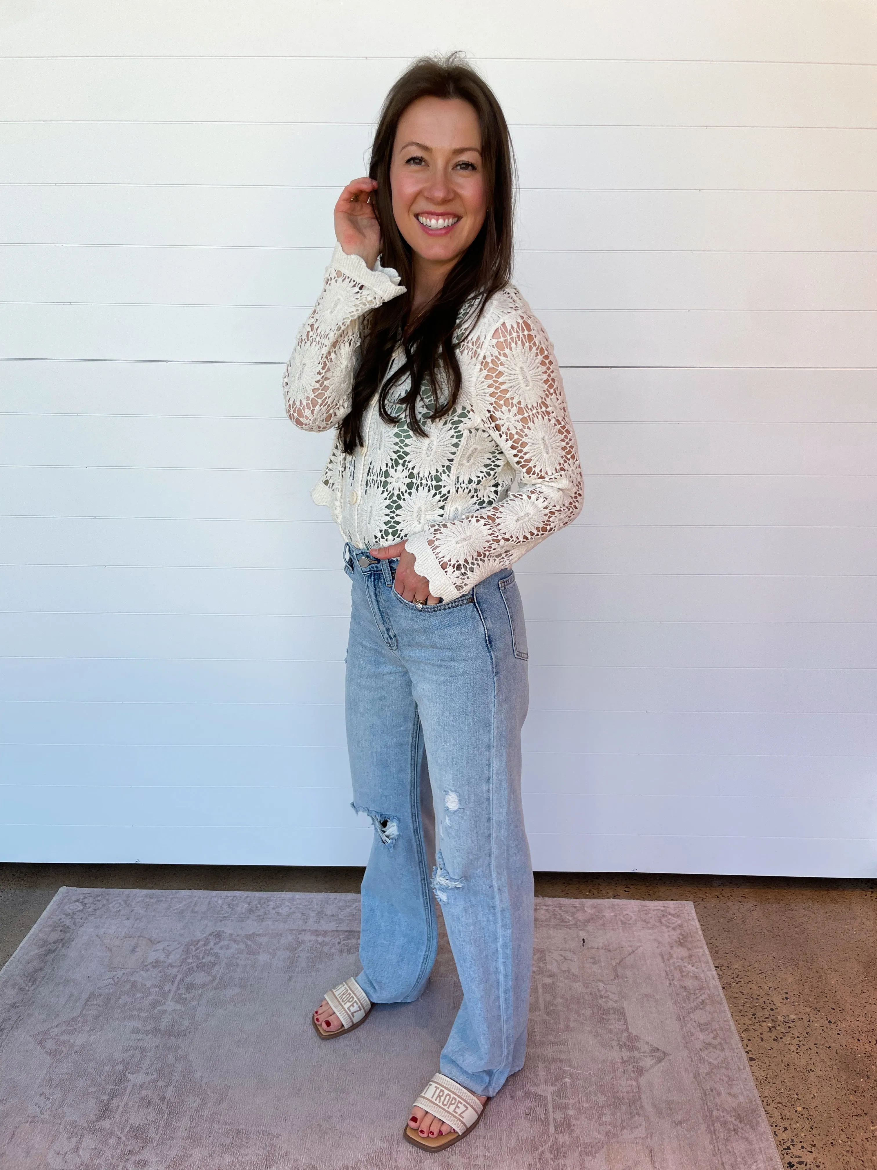 The Joelle Floral Crochet Cardigan