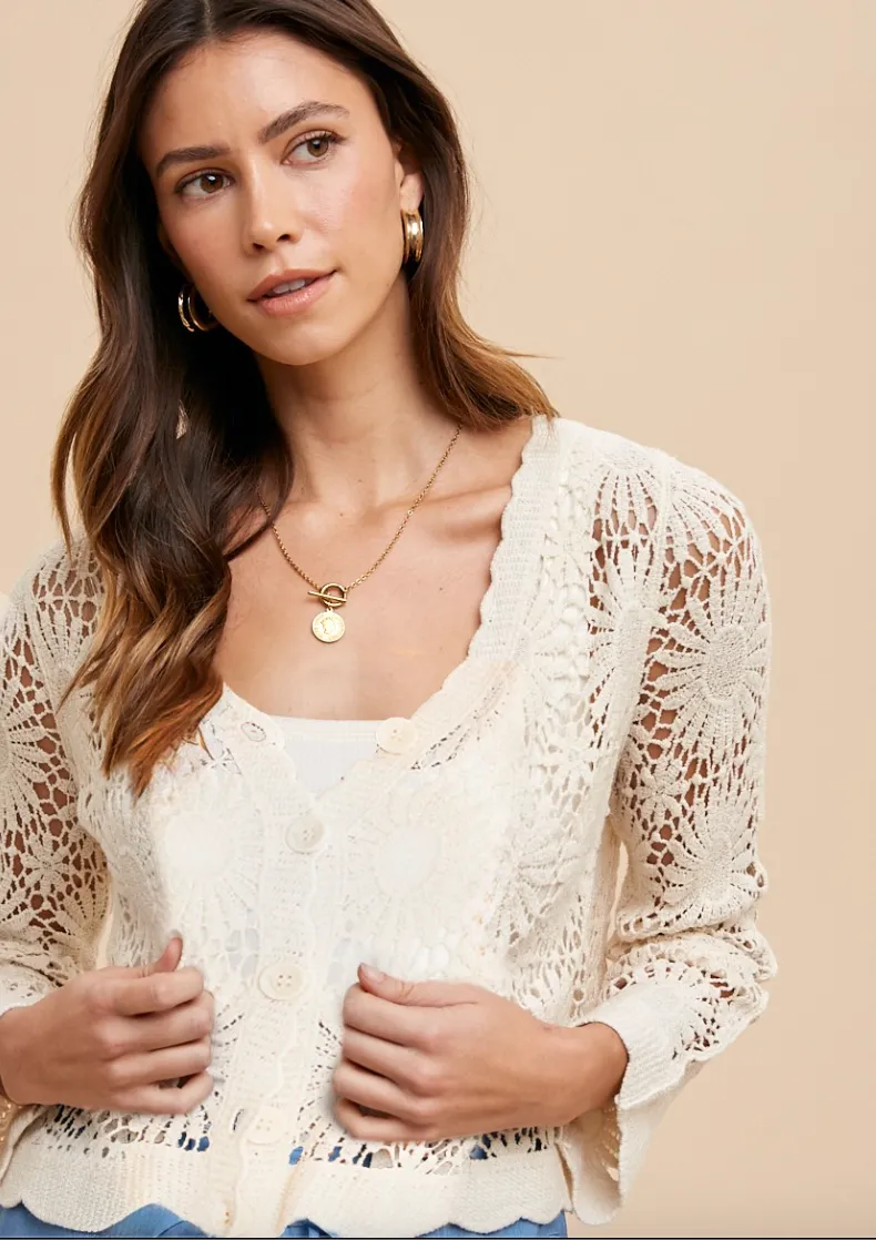 The Joelle Floral Crochet Cardigan