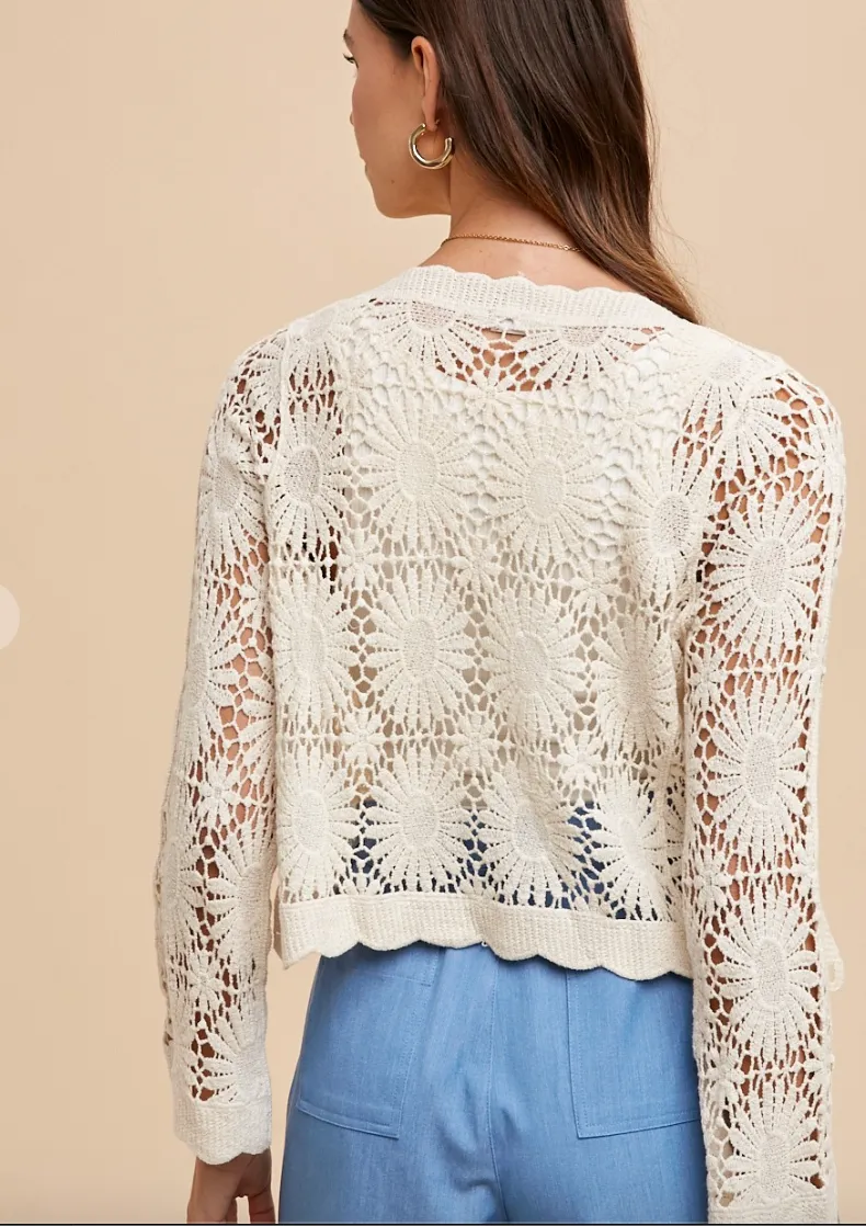 The Joelle Floral Crochet Cardigan