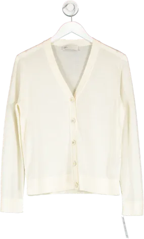 Tory Burch Cream 'simone' Wool And Silk Cardigan Neutral UK M