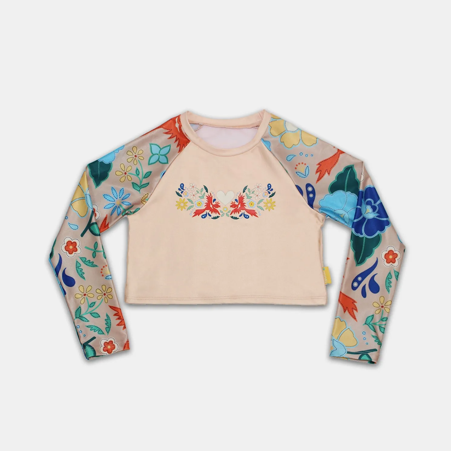 Tyoub Kids Long Sleeved Cropped Rash Vest Phoenix Print | Vanilla