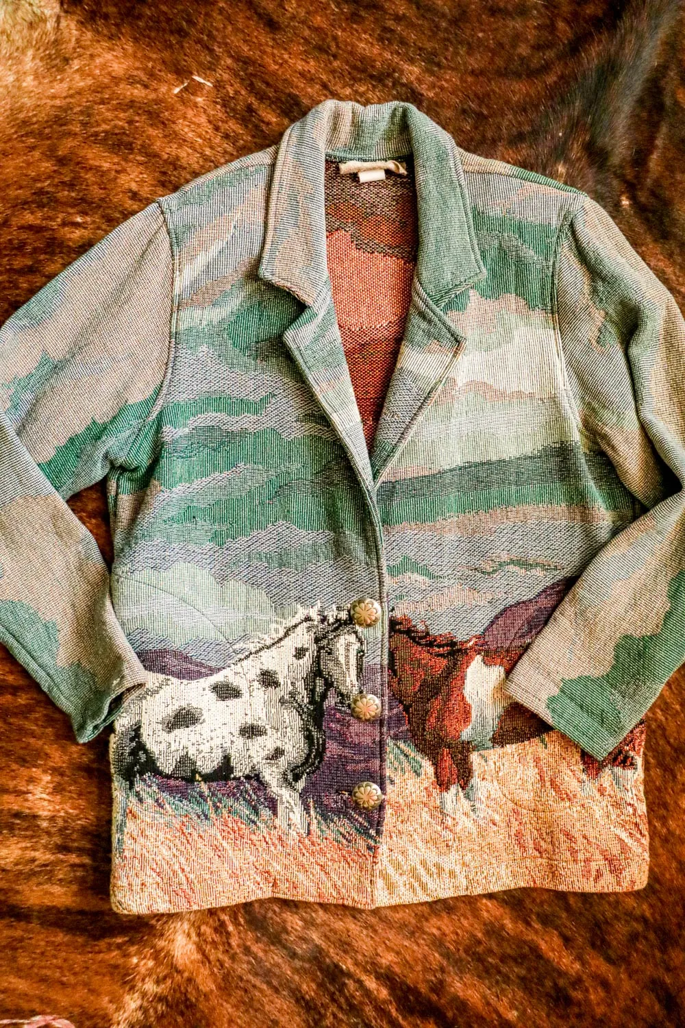 Vintage Western Horse Print Blazer