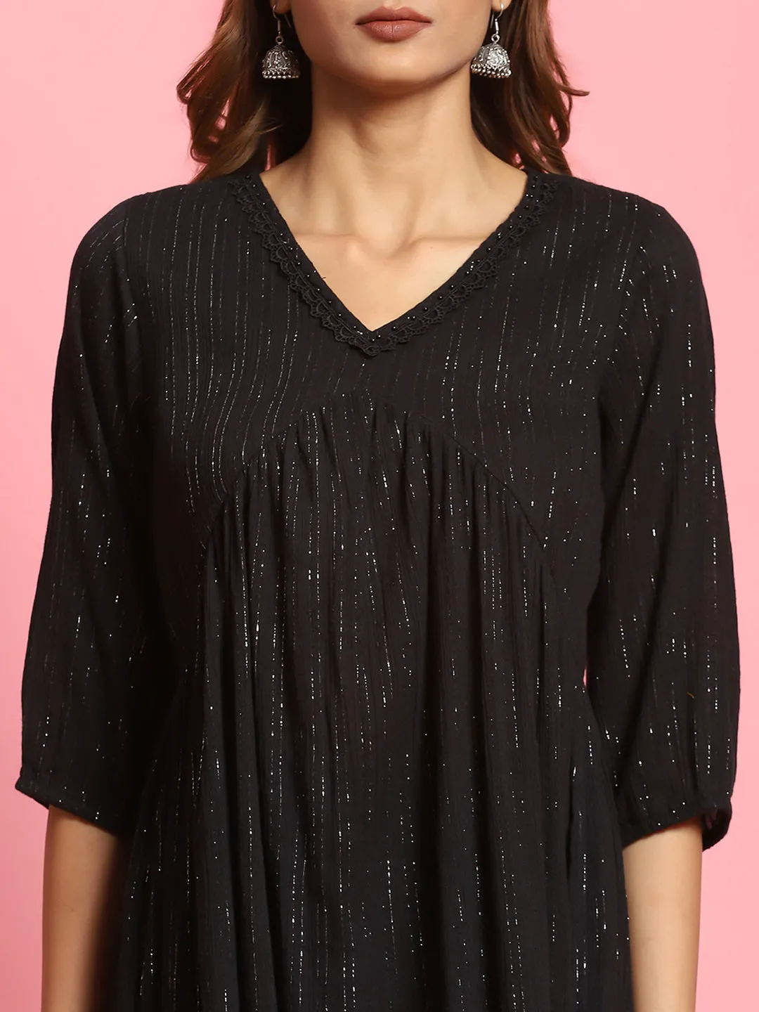 Women Black Solid Tunic