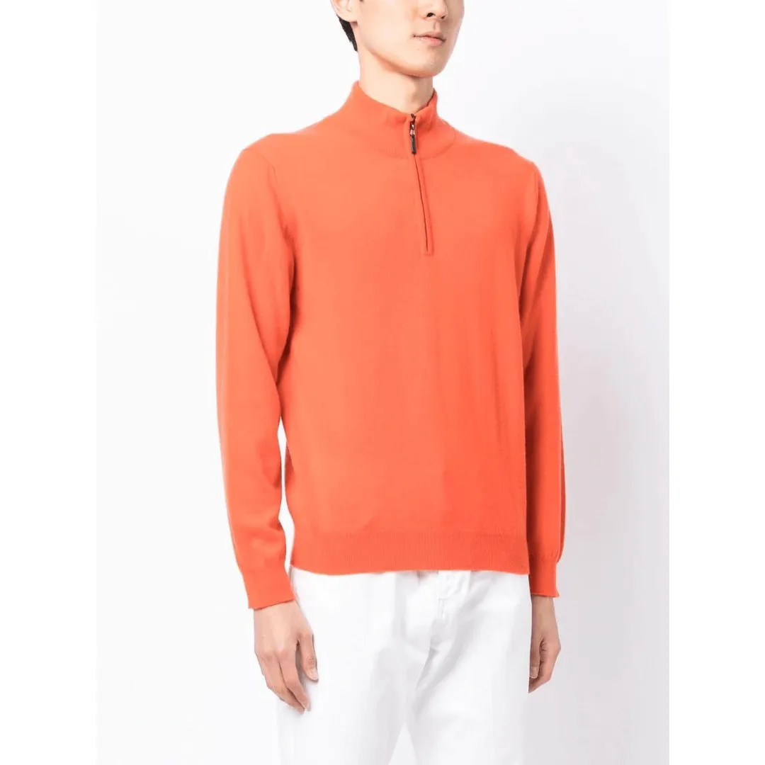 ZIPPED CASHMERE TURTLENECK ORANGE